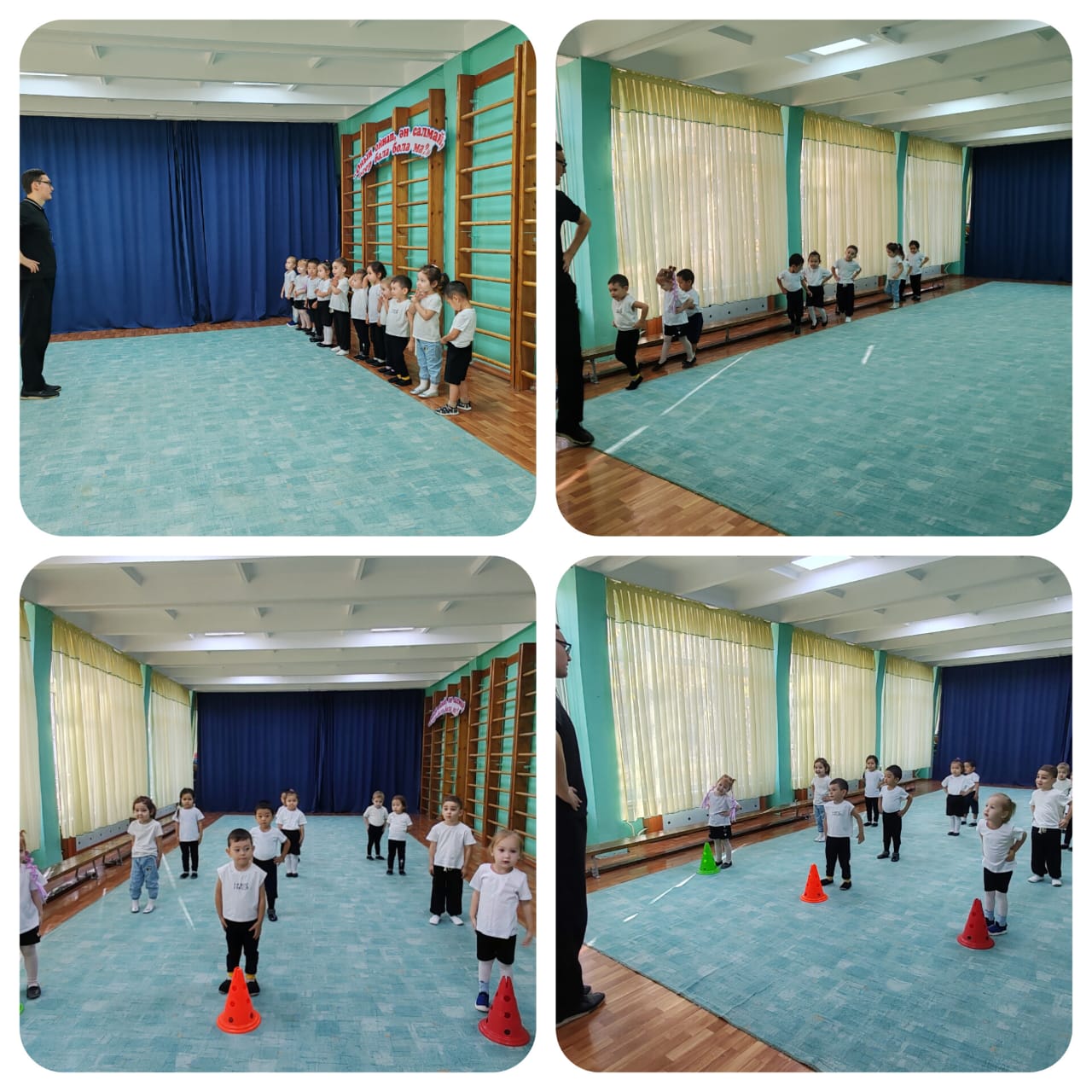 "Торғайлар"  ортаңғы тобы  дене тәрбиесі оқу іс-әрекетінде.